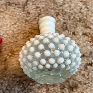Vintage Hobnail Milk Glass Perfume Bottle – Mid-Century Vanity Decor